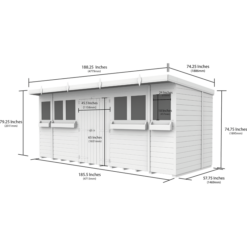 Total Sheds (16x5) Pressure Treated Pent Summer Shed