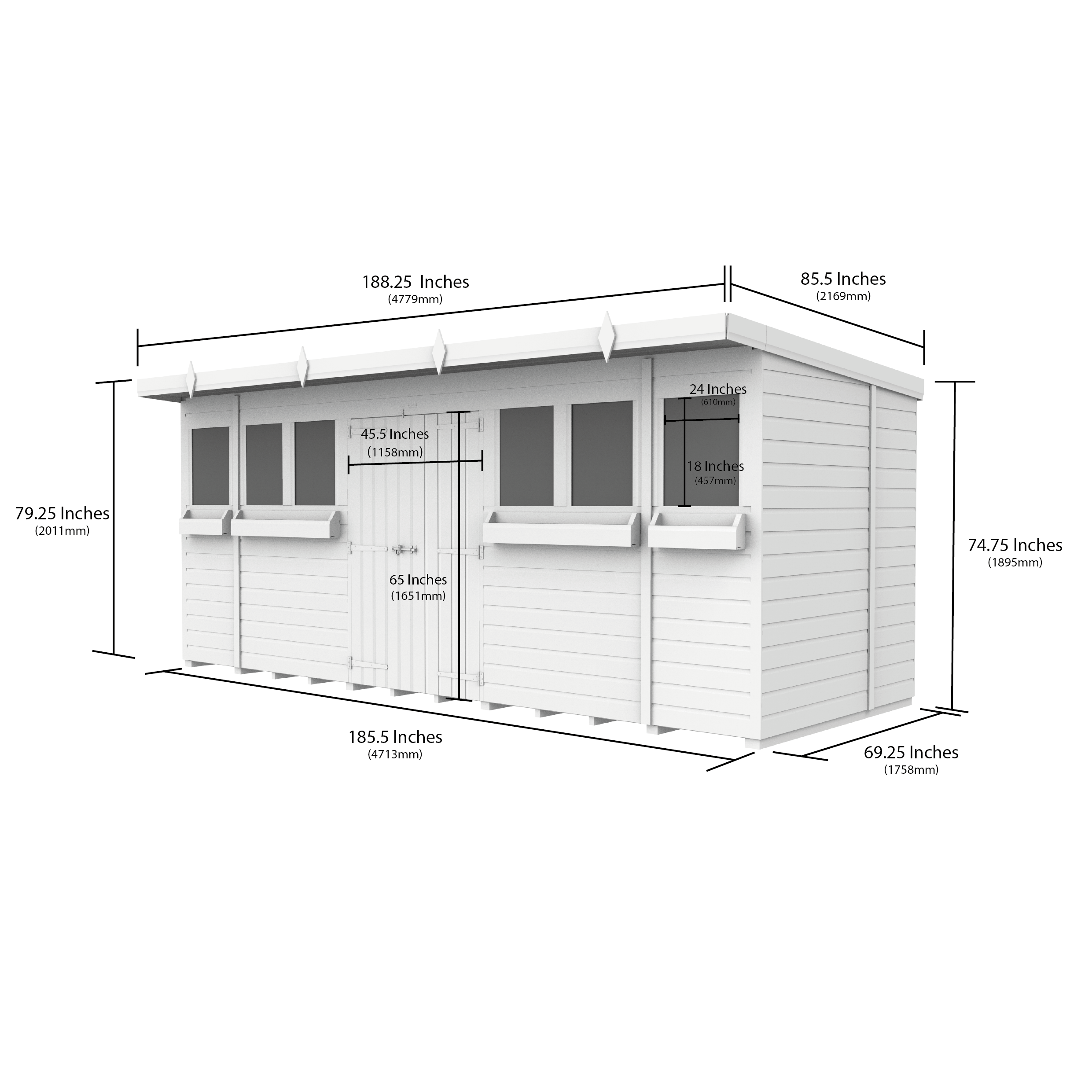 Total Sheds (16x6) Pressure Treated Pent Summer Shed