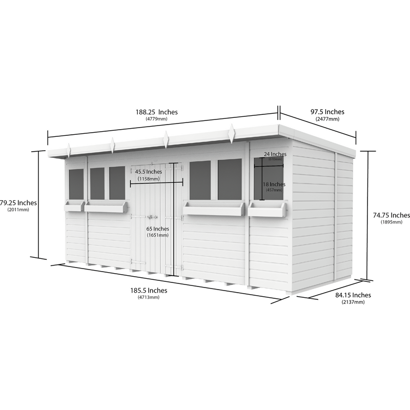 Total Sheds (16x7) Pressure Treated Pent Summer Shed