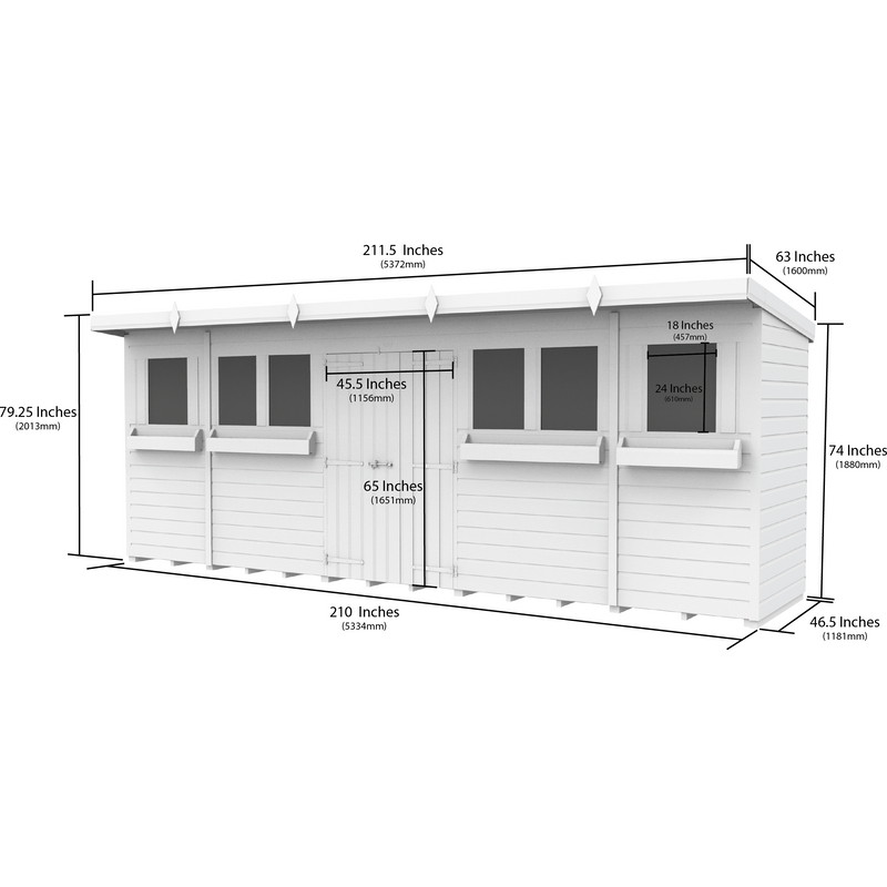 Total Sheds (18x4) Pressure Treated Pent Summer Shed