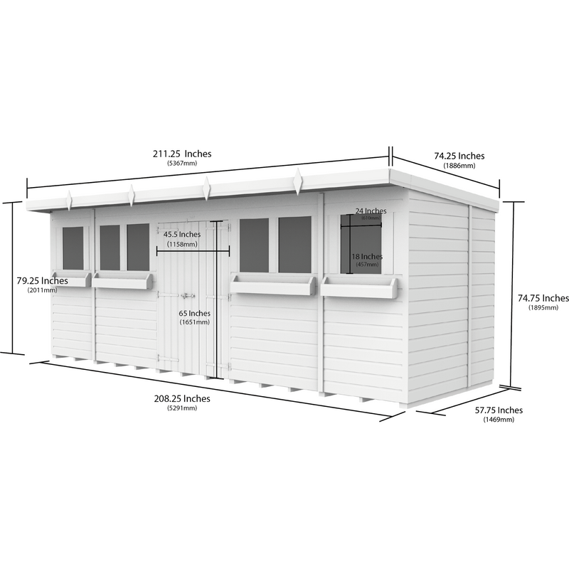 Total Sheds (18x5) Pressure Treated Pent Summer Shed