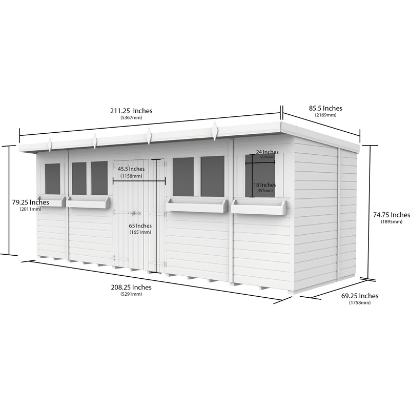 Total Sheds (18x6) Pressure Treated Pent Summer Shed