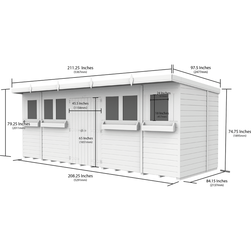 Total Sheds (18x7) Pressure Treated Pent Summer Shed