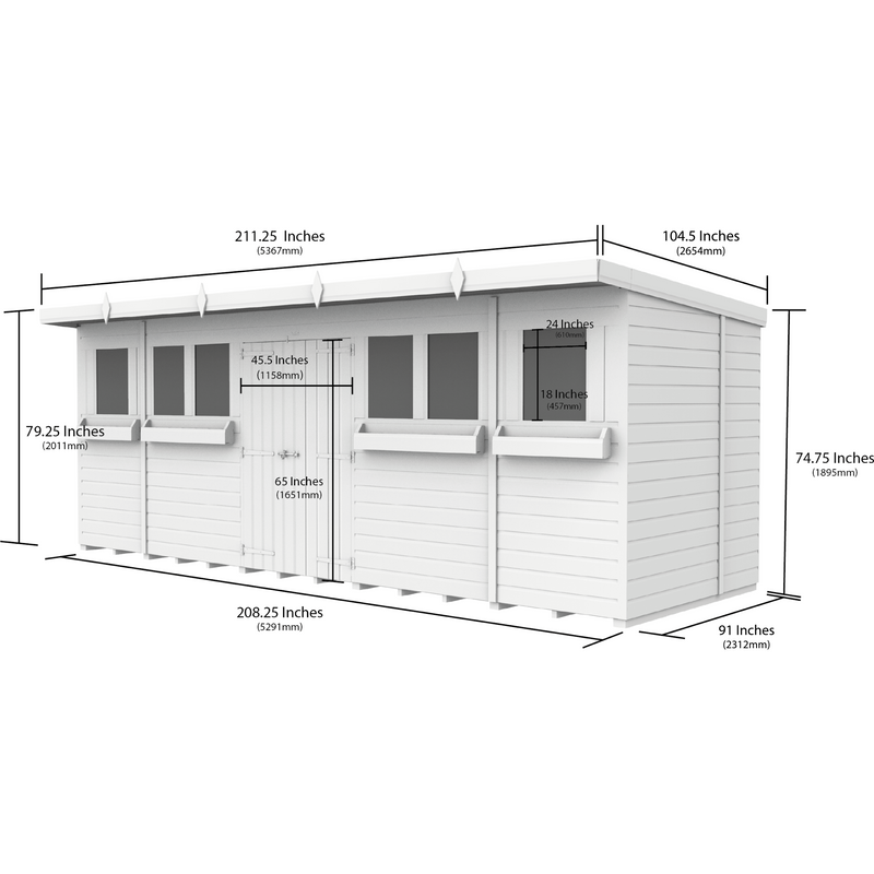 Total Sheds (18x8) Pressure Treated Pent Summer Shed