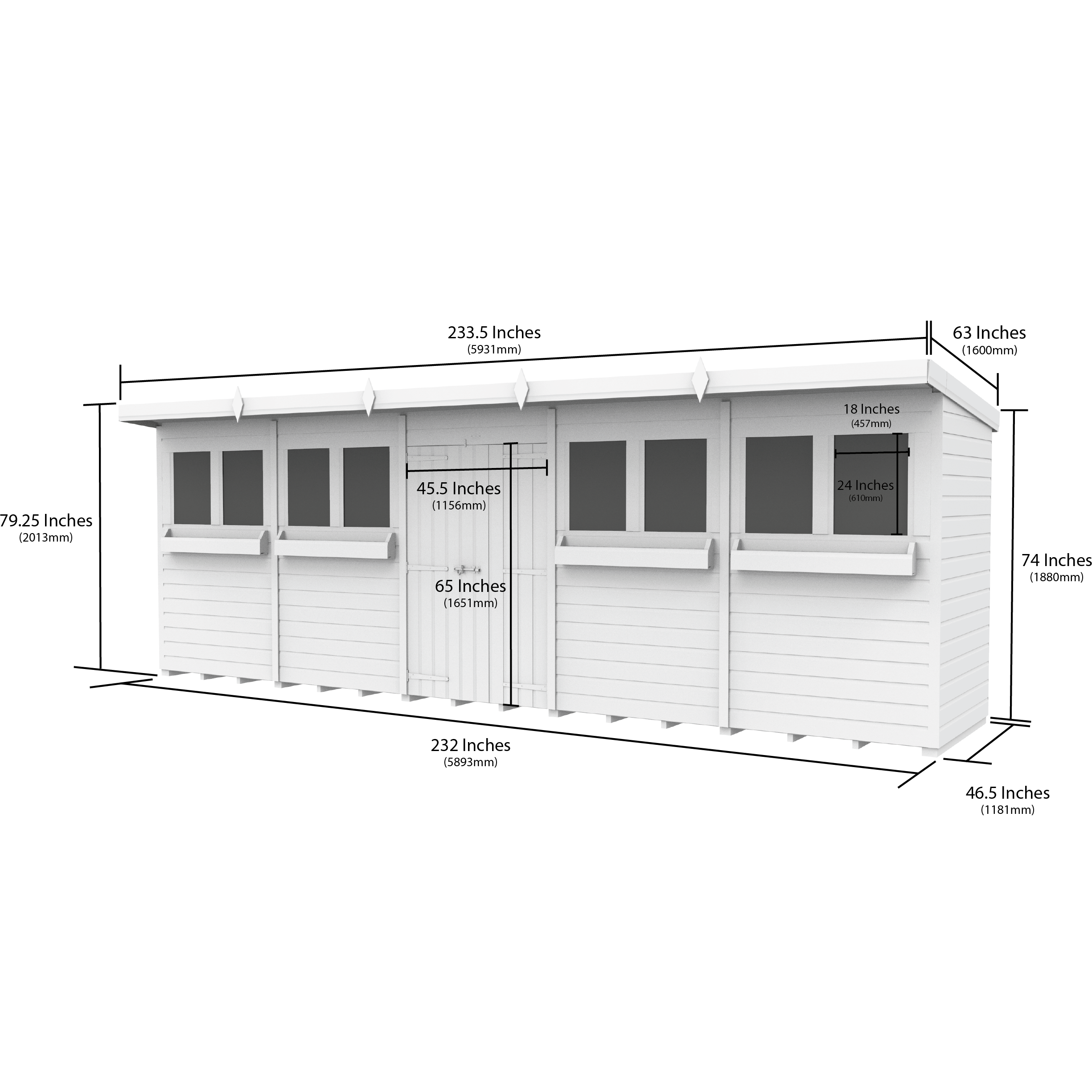 Total Sheds (20x4) Pressure Treated Pent Summer Shed