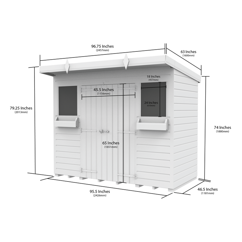 Total Sheds (8x4) Pressure Treated Pent Summer Shed