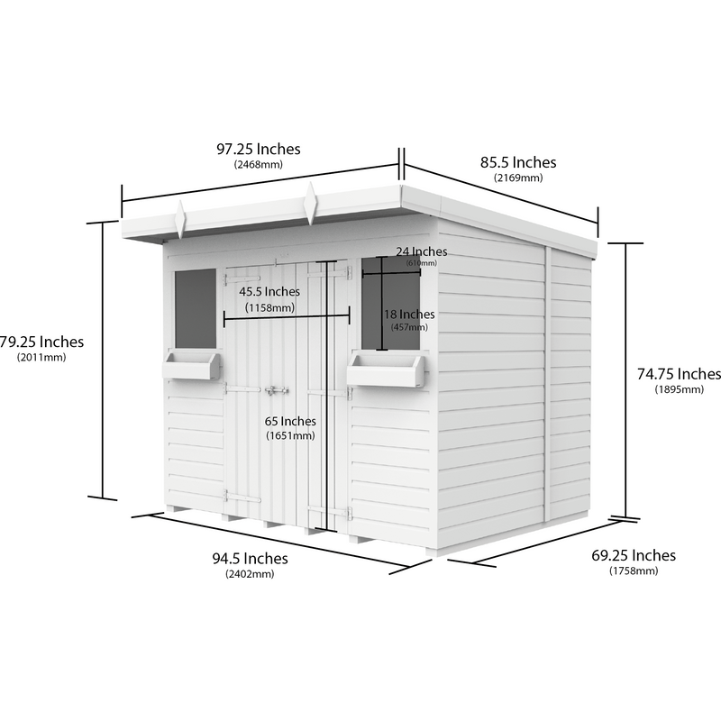 Total Sheds (8x6) Pressure Treated Pent Summer Shed