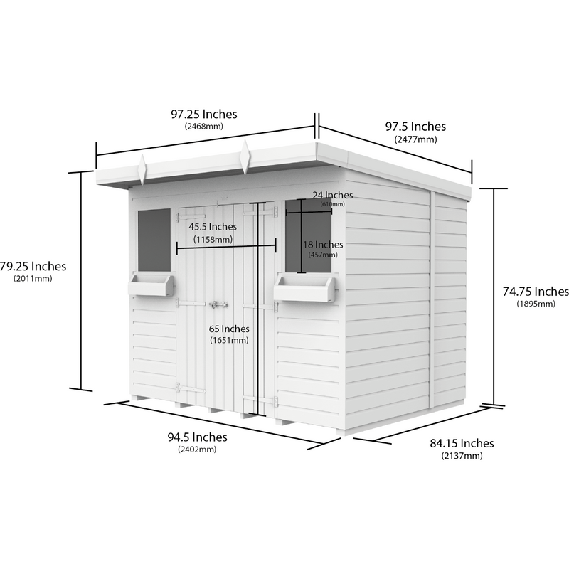 Total Sheds (8x7) Pressure Treated Pent Summer Shed