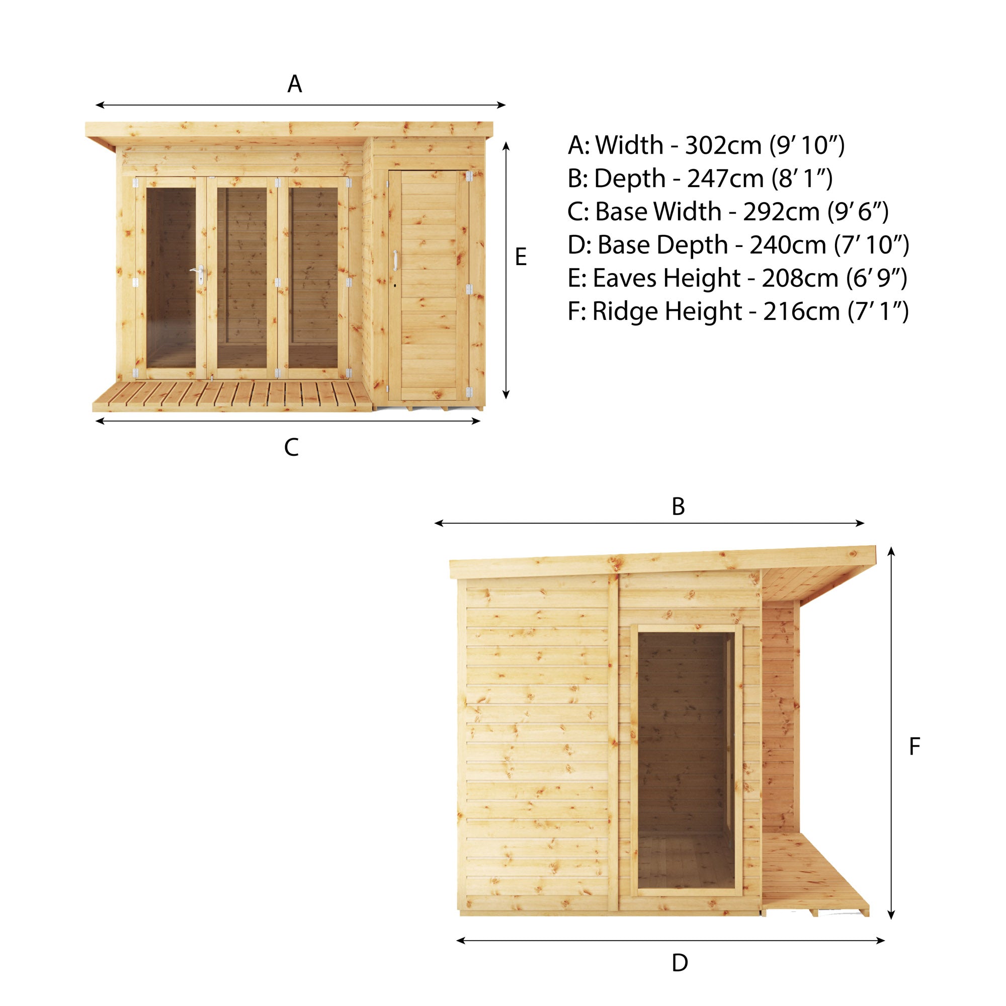 Mercia Contemporary Summerhouse with Side Shed (10x8) (SI-003-001-0022 - EAN 5029442077857)