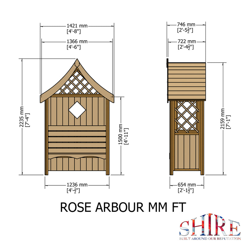 Shire Shire Pressure Treated Rose Arbour ROSE0503DSL-1AA 50604379822337 - Outside Store