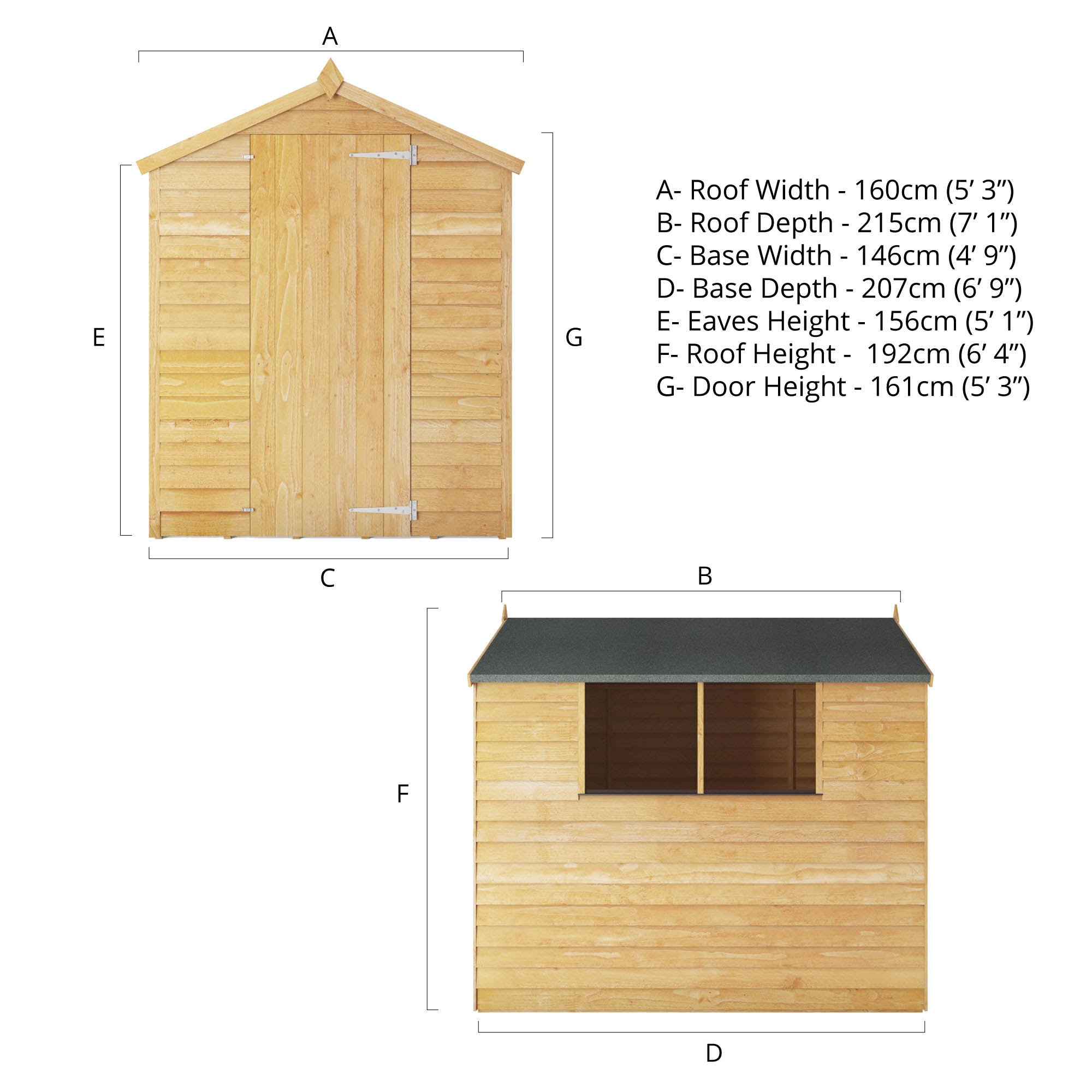 Mercia Overlap Apex Shed (7x5) (SI-001-001-0002 - EAN 5029442075105)