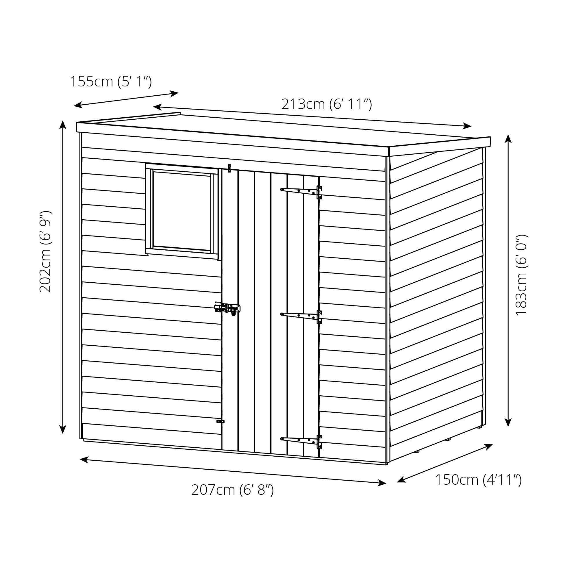 Mercia Overlap Pent Shed (7x5) (SI-001-001-0008 - EAN 5029442075143)