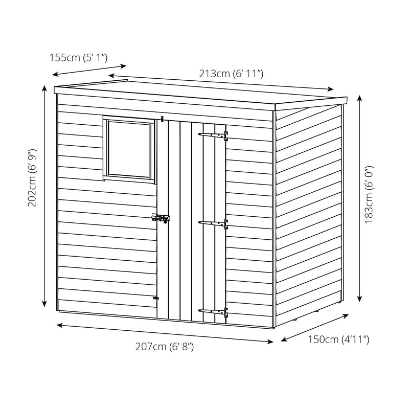 Mercia Overlap Pent Shed (7x5) (SI-001-001-0008 - EAN 5029442075143)