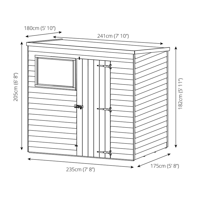 Mercia Overlap Pent Shed (8x6) (SI-001-001-0009 - EAN 5029442075150)