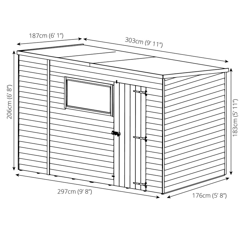 Mercia Overlap Pent Shed (10x6) (SI-001-001-0010 - EAN 5029442075167)