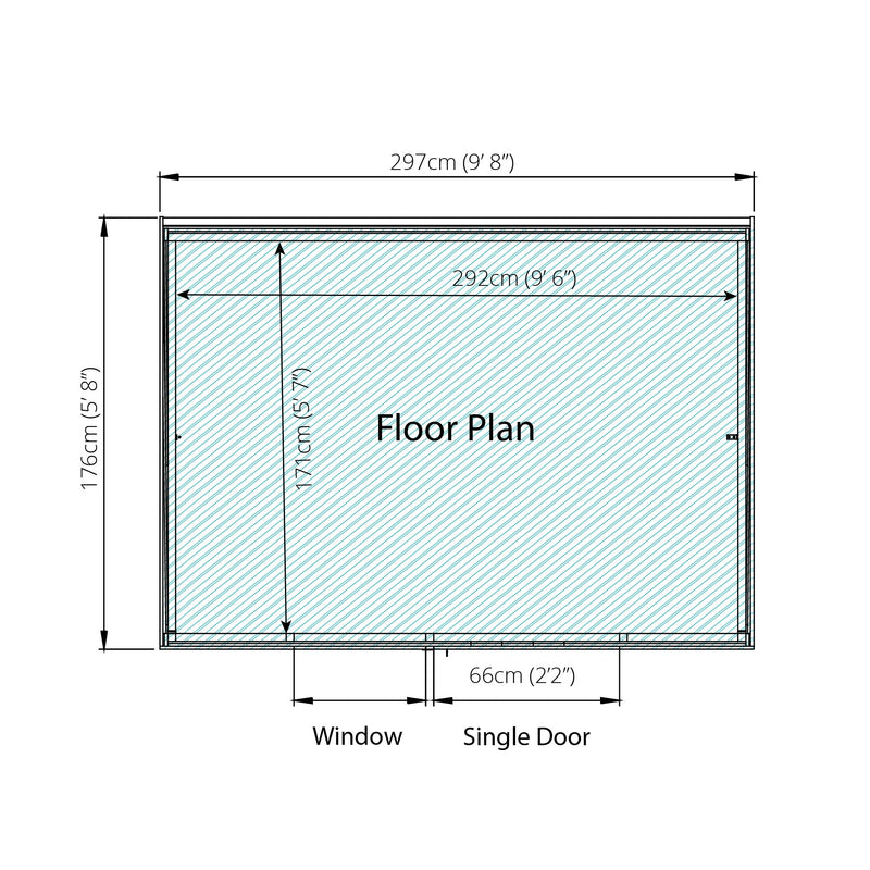 Mercia Overlap Pent Shed (10x6) (SI-001-001-0010 - EAN 5029442075167)