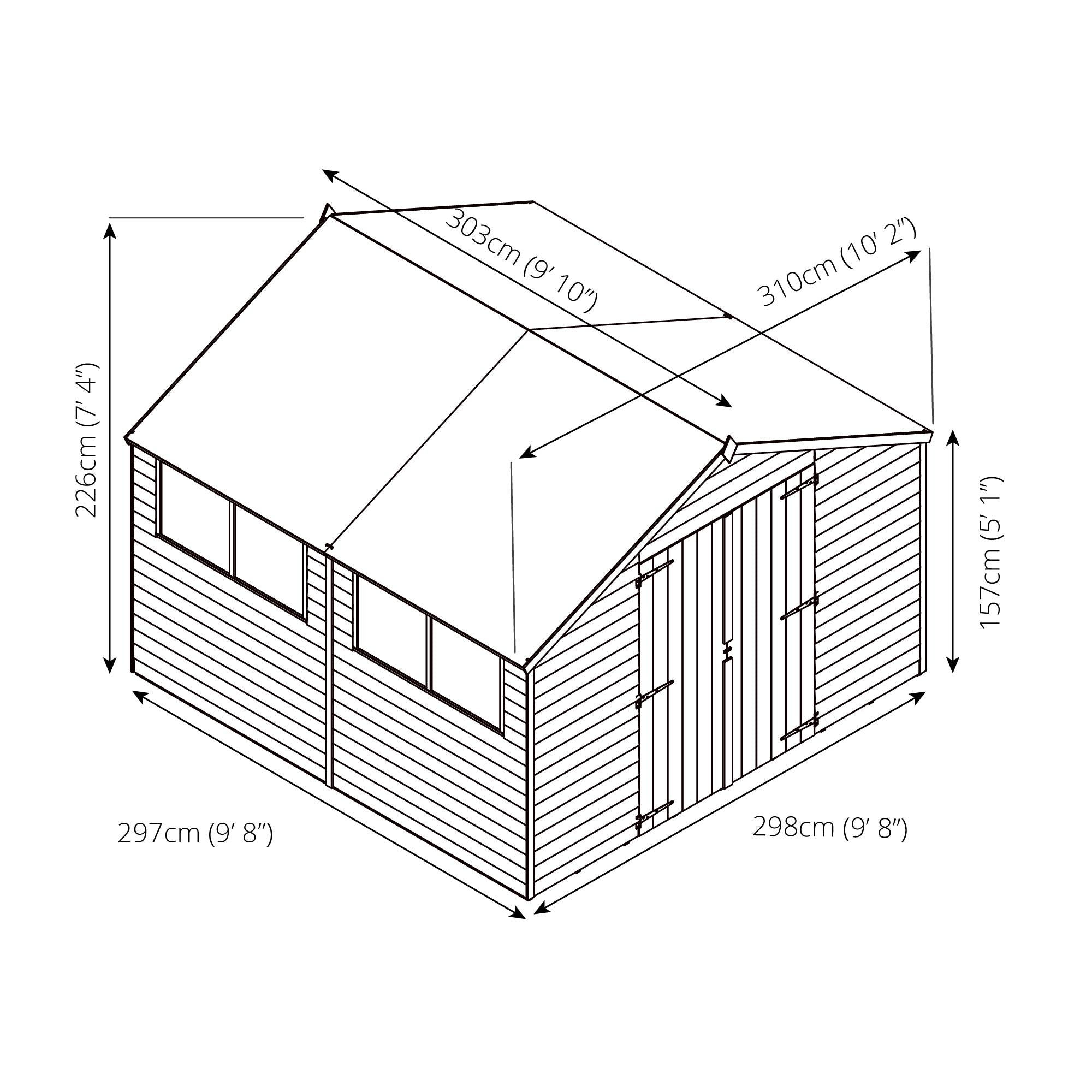 Mercia Overlap Apex Shed (10x10) (SI-001-001-0014 - EAN 5029442075181)