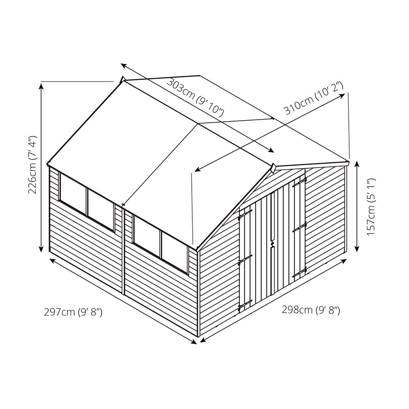 Mercia Overlap Apex Shed (10x10) (SI-001-001-0014 - EAN 5029442075181)