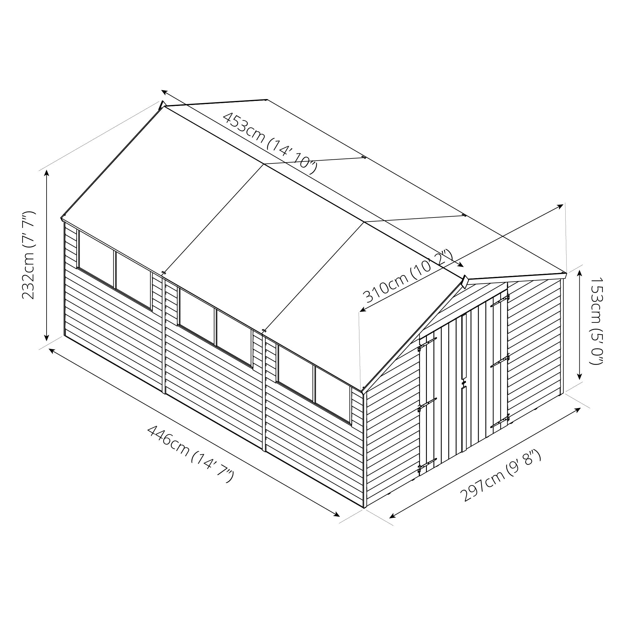 Mercia Overlap Apex Shed (15x10) (SI-001-001-0015 - EAN 5029442075198)