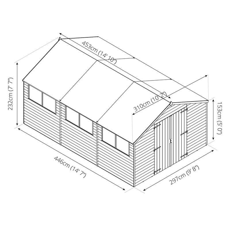 Mercia Overlap Apex Shed (15x10) (SI-001-001-0015 - EAN 5029442075198)