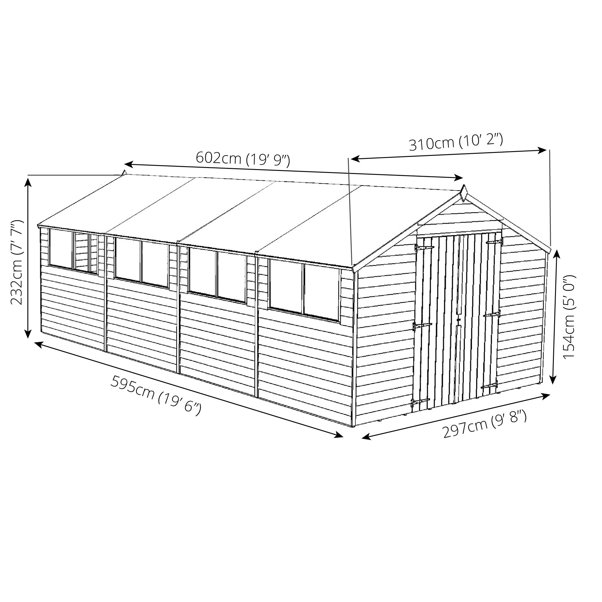 Mercia Overlap Apex Shed (20x10) (SI-001-001-0016 - EAN 5029442075204)