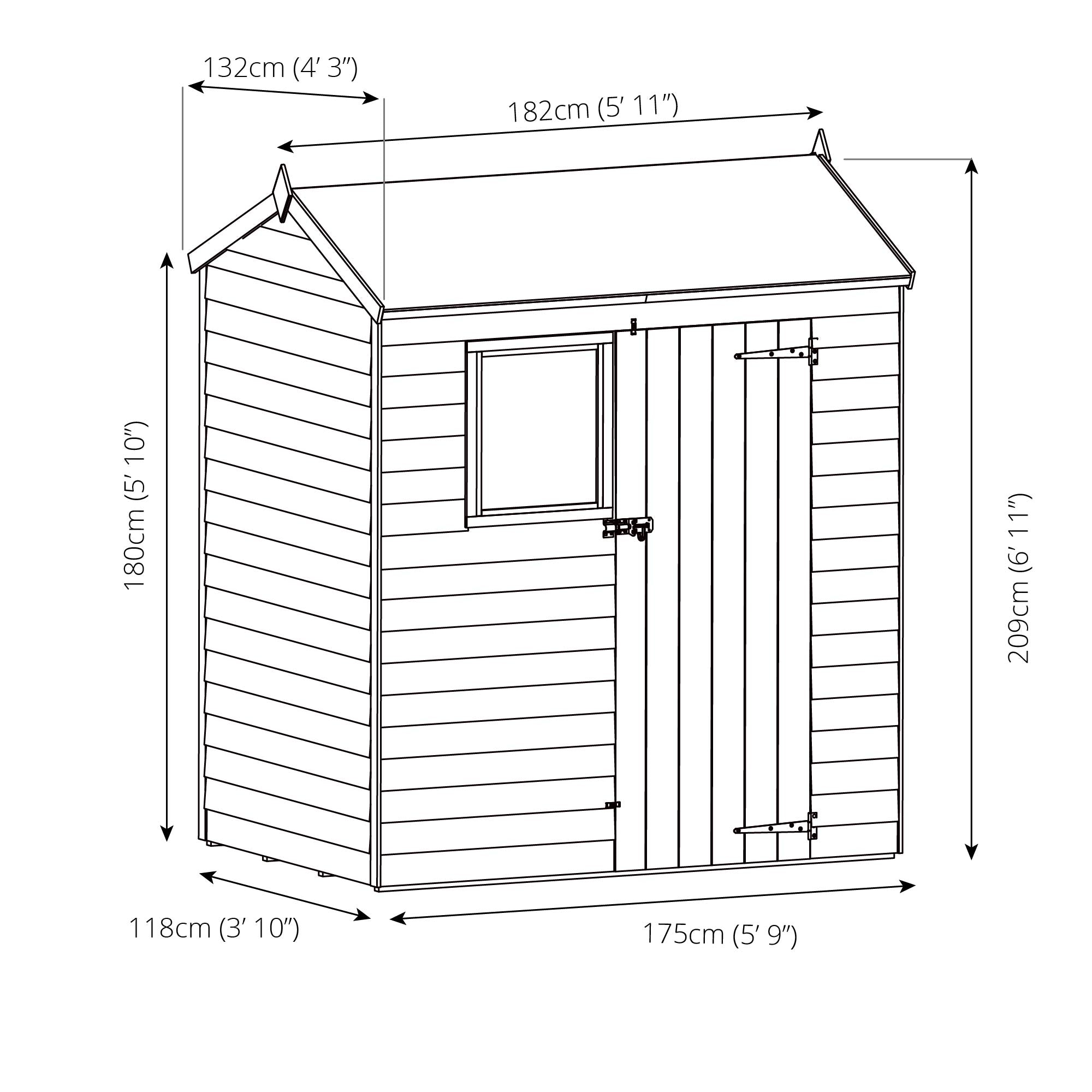 Mercia Overlap Reverse Apex Shed (6x4) (SI-001-001-0073 - EAN 5029442076959)