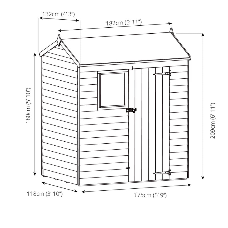 Mercia Overlap Reverse Apex Shed (6x4) (SI-001-001-0073 - EAN 5029442076959)