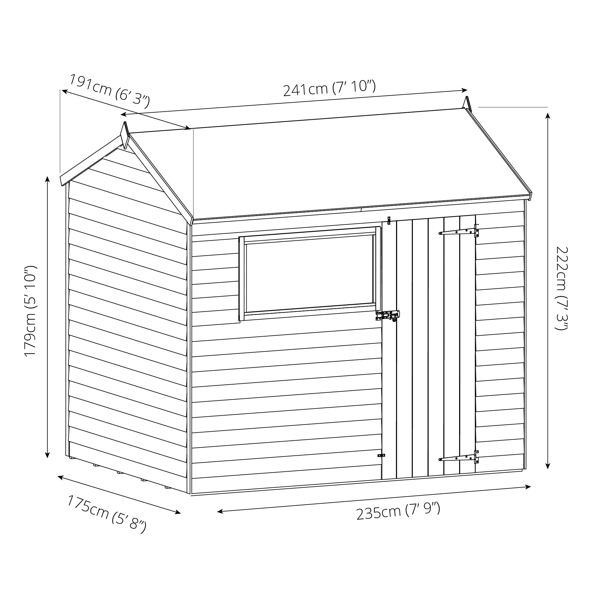 Mercia Overlap Reverse Apex Shed (8x6) (SI-001-001-0074 - EAN 5029442076966)