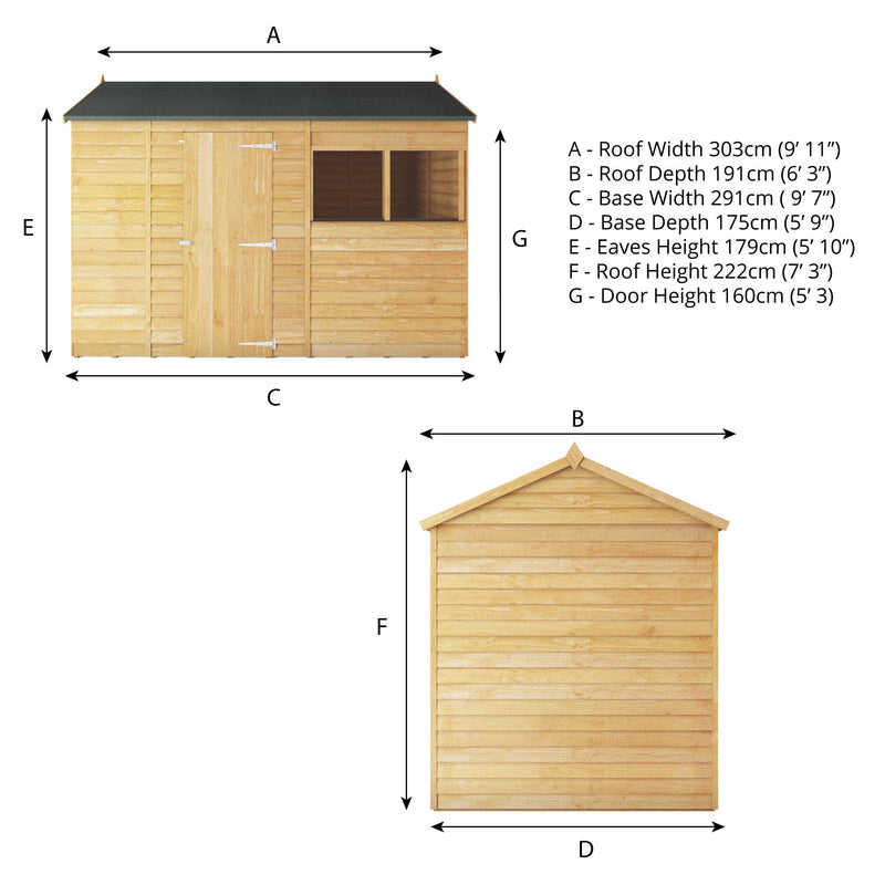 Mercia Overlap Reverse Apex Shed (10x6) (SI-001-001-0102 - EAN 5029442078175)