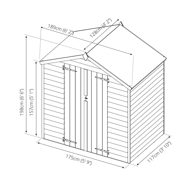 Mercia Overlap Apex - Double Door Windowless Shed (4x6) (SI-001-001-0154 - EAN 5029442090993)