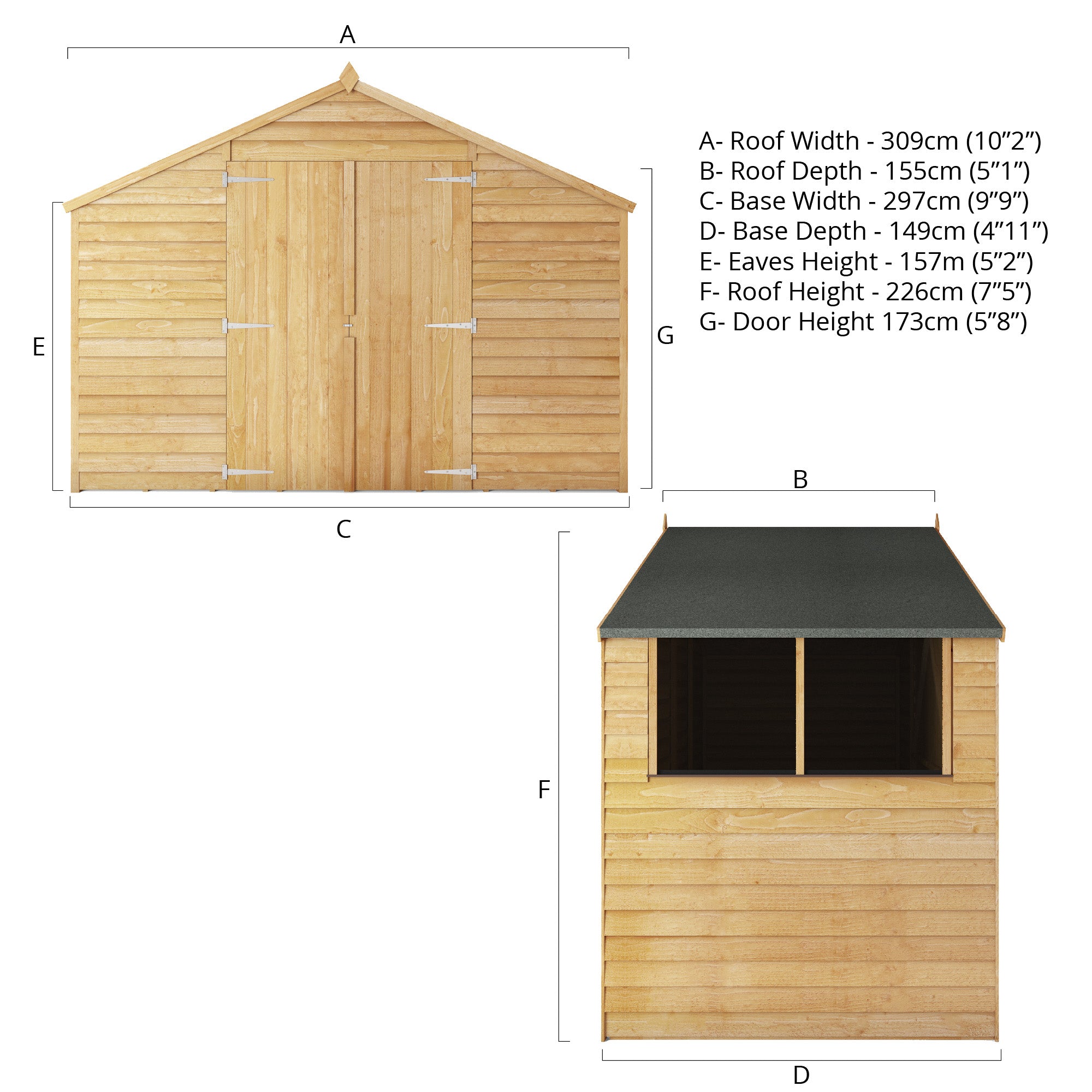 Mercia Overlap Apex Shed (5x10) (SI-001-001-0167 - EAN 5029442005249)