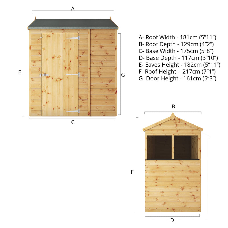 Mercia Shiplap Reverse Apex Shed (6x4) (SI-001-003-0159 - EAN 5029442006420)