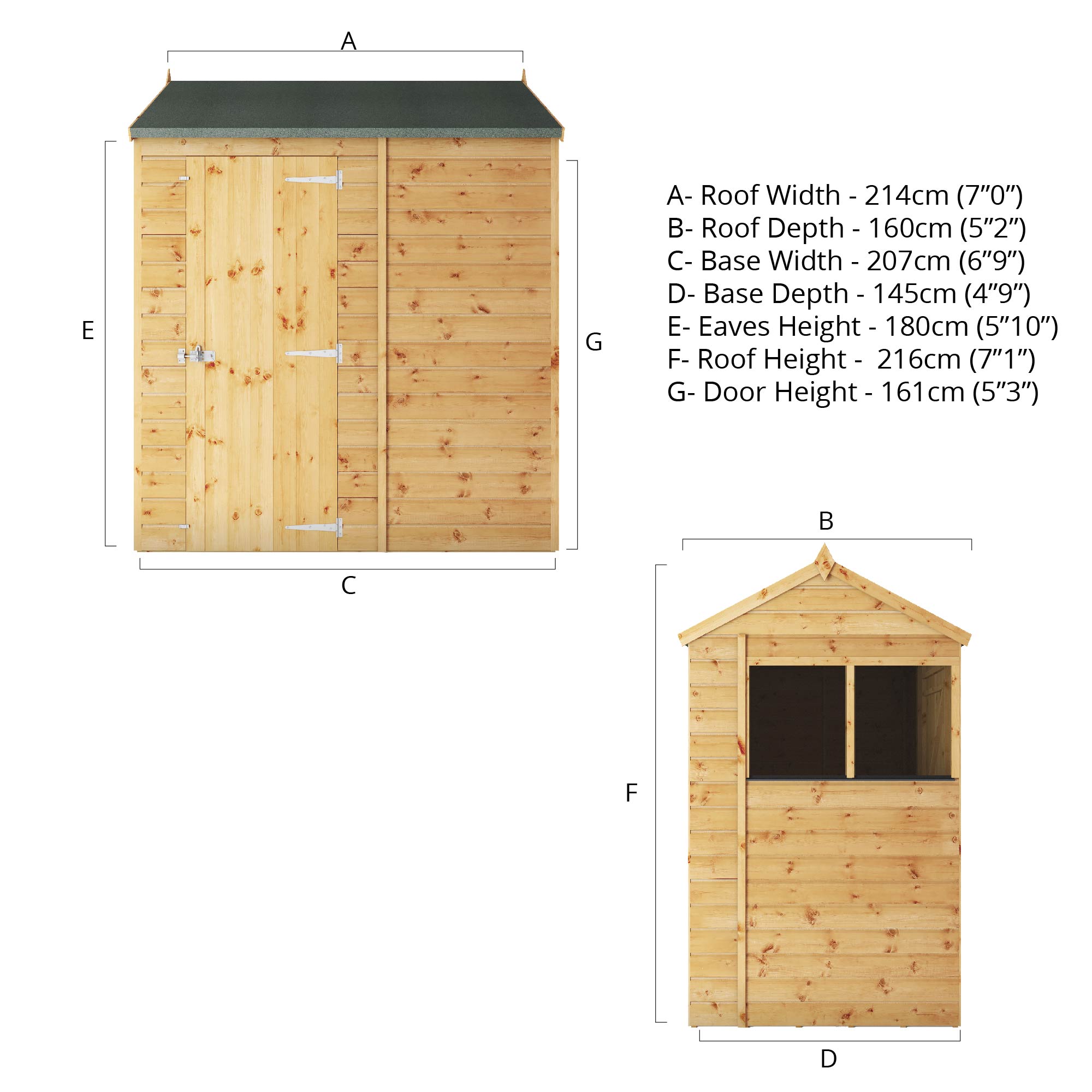 Mercia Shiplap Reverse Apex Shed (7x5) (SI-001-003-0161 - EAN 5029442006468)