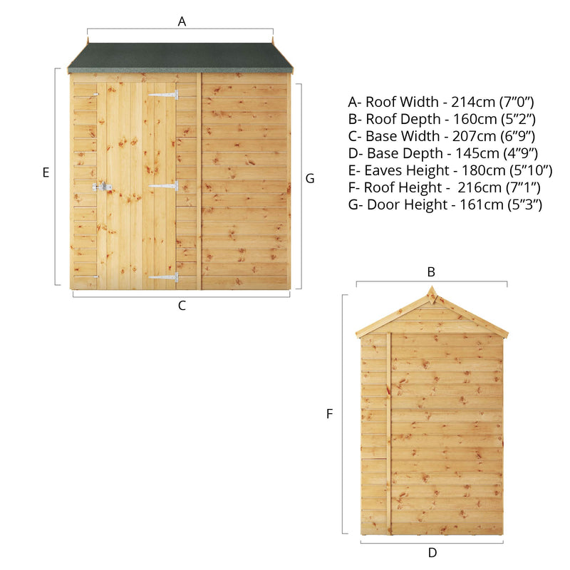 Mercia Shiplap Reverse Apex Windowless Shed (7x5) (SI-001-003-0162 - EAN 5029442006475)