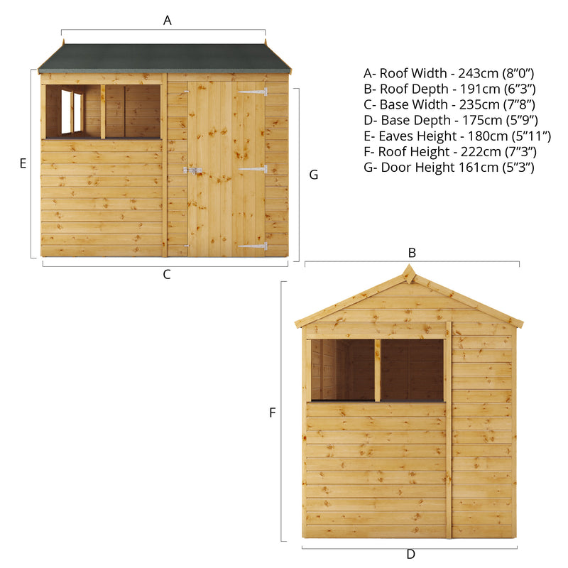 Mercia Shiplap Reverse Apex Shed (8x6) (SI-001-003-0163 - EAN 5029442006505)