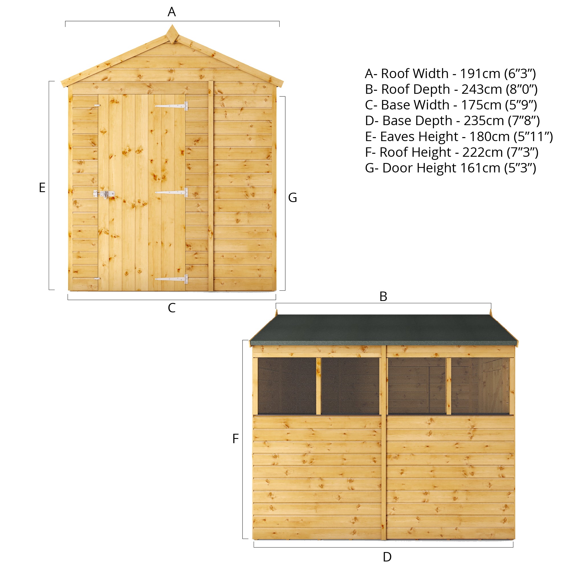 Mercia Shiplap Apex Shed (8x6) (SI-001-003-0163 - EAN 5029442006482)