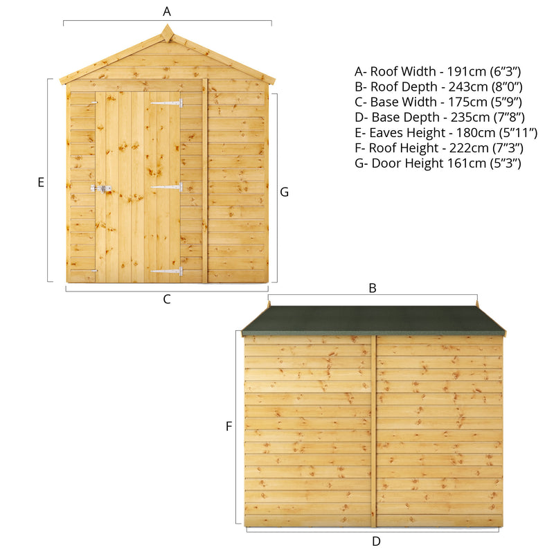 Mercia Shiplap Apex Windowless Shed (8x6) (SI-001-003-0164 - EAN 5029442006499)