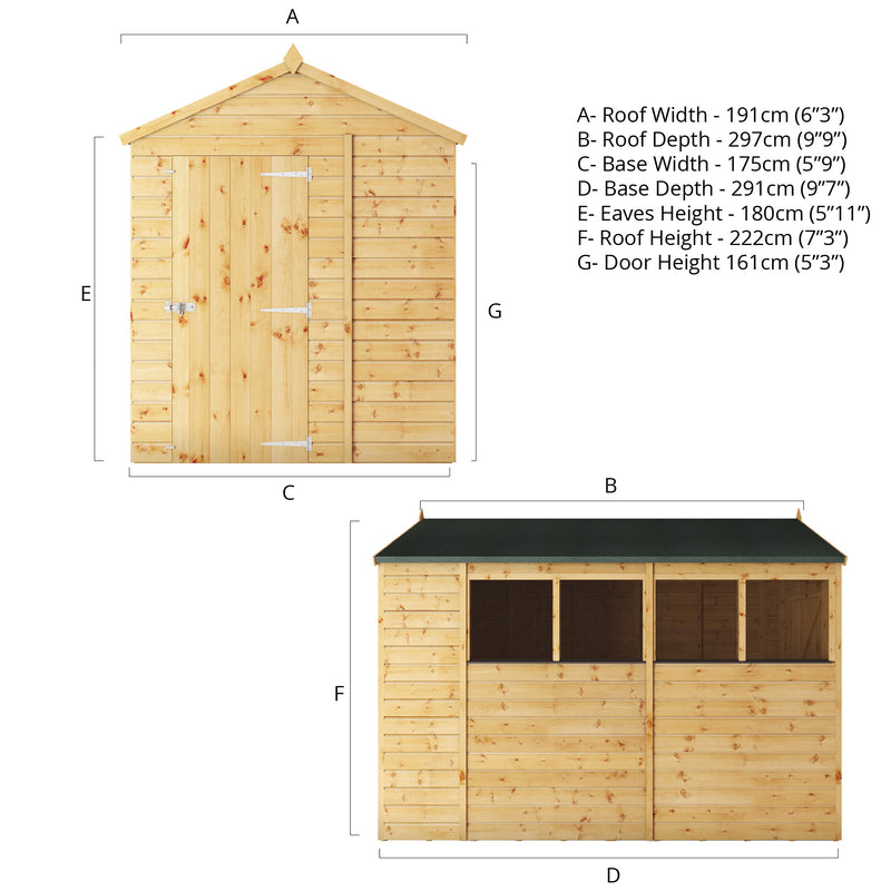 Mercia Shiplap Apex Shed (10x6) (SI-001-003-0165 - EAN 5029442006543)