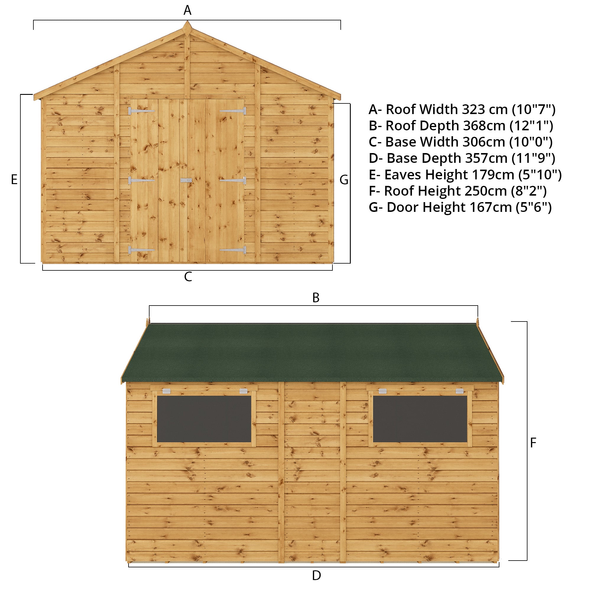 Mercia Premium Shiplap Apex Workshop (12x10) (SI-001-004-0096 - EAN 5029442006253)