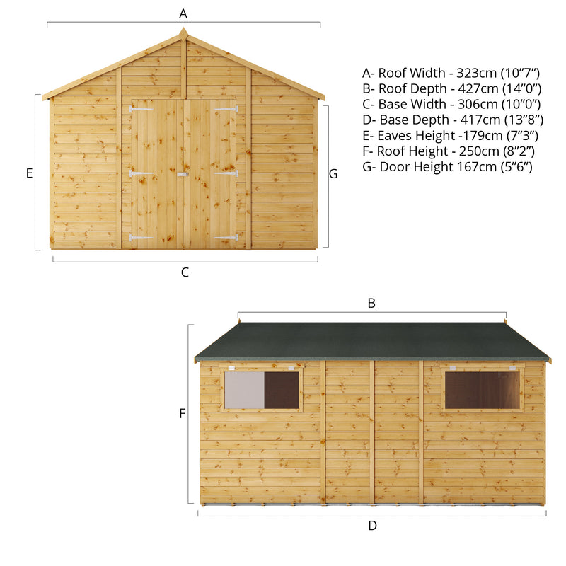 Mercia Premium Shiplap Apex Workshop (14x10) (SI-001-004-0097 - EAN 5029442006260)