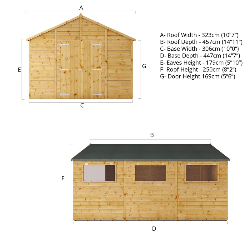 Mercia Premium Shiplap Apex Workshop (15x10) (SI-001-004-0098 - EAN 5029442006277)