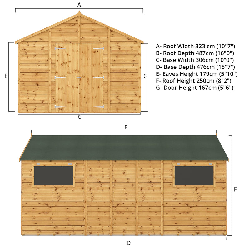 Mercia Premium Shiplap Apex Workshop (16x10) (SI-001-004-0099 - EAN 5029442006284)