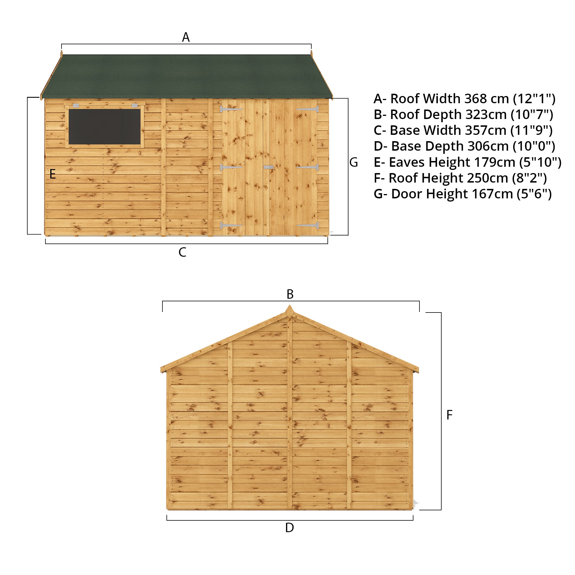 Mercia Premium Shiplap Reverse Apex Workshop (12x10) (SI-001-004-0111 - EAN 5029442006321)