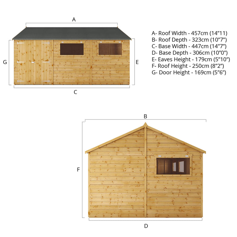 Mercia Premium Shiplap Reverse Apex Workshop (15x10) (SI-001-004-0113 - EAN 5029442006345)