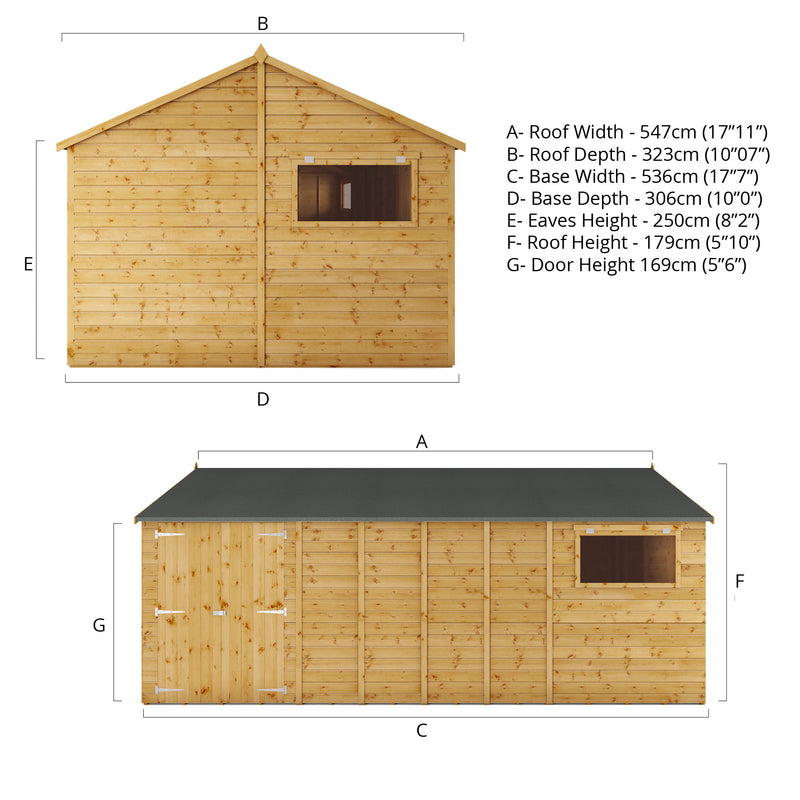 Mercia Premium Shiplap Reverse Apex Workshop (18x10) (SI-001-004-0115 - EAN 5029442006369)