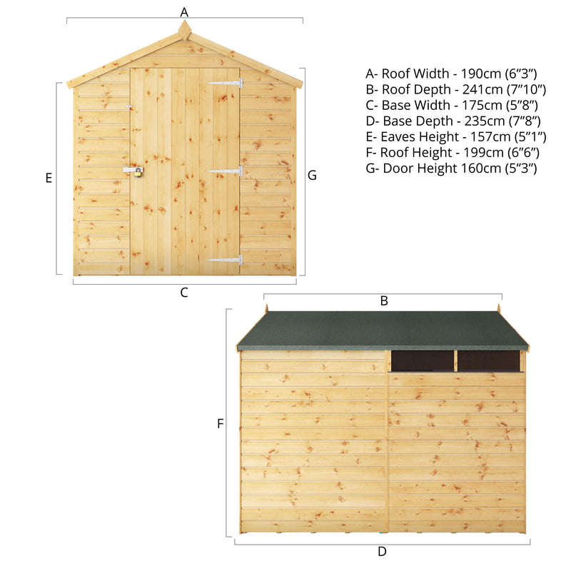 Mercia Shiplap Security Apex Shed (8x6) (SI-001-004-0117 - EAN 5029442006529)