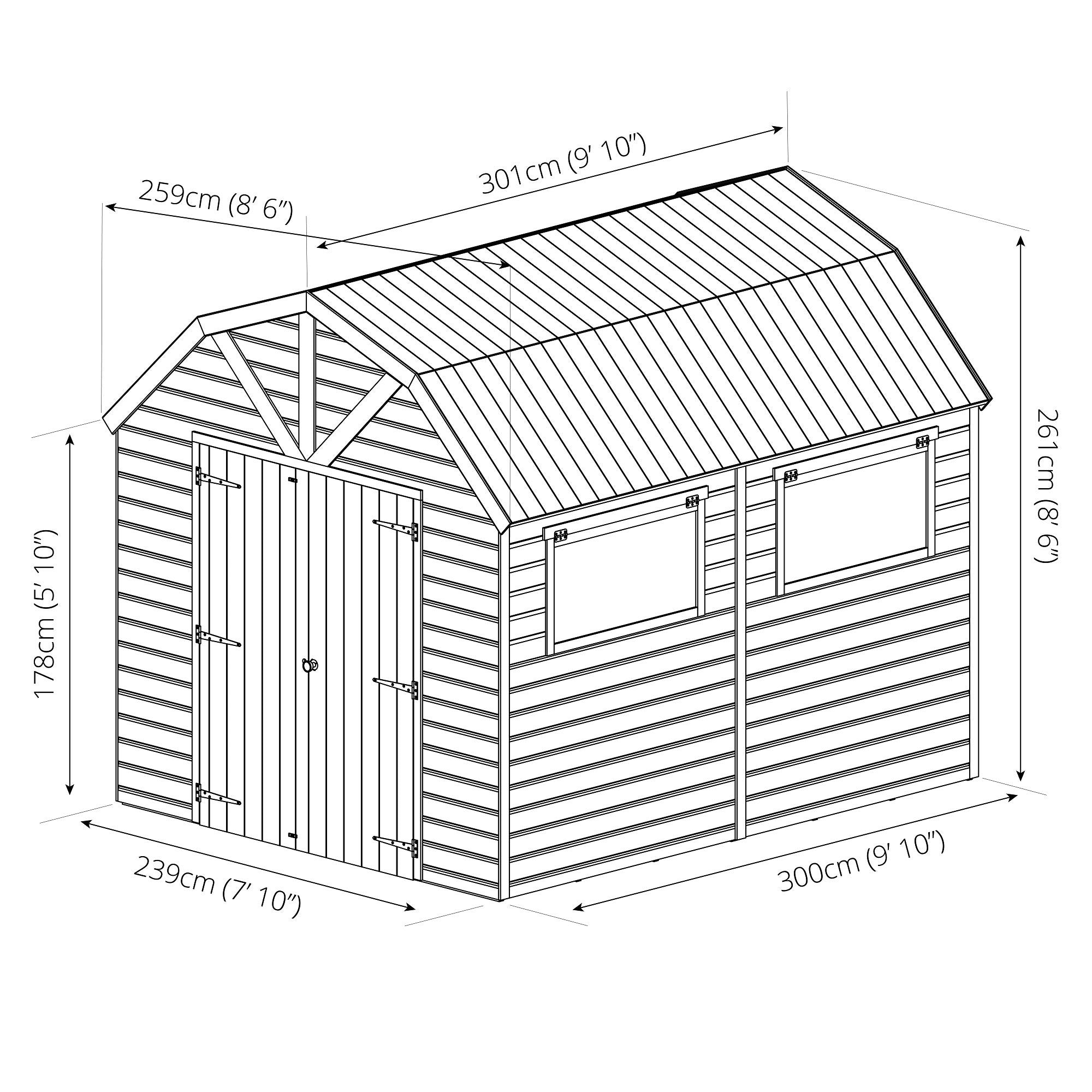 Mercia Premium Shiplap Dutch Barn Shed (10x8) (SI-001-004-0120 - EAN 5029442006178)