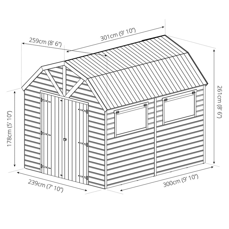 Mercia Premium Shiplap Dutch Barn Shed (10x8) (SI-001-004-0120 - EAN 5029442006178)