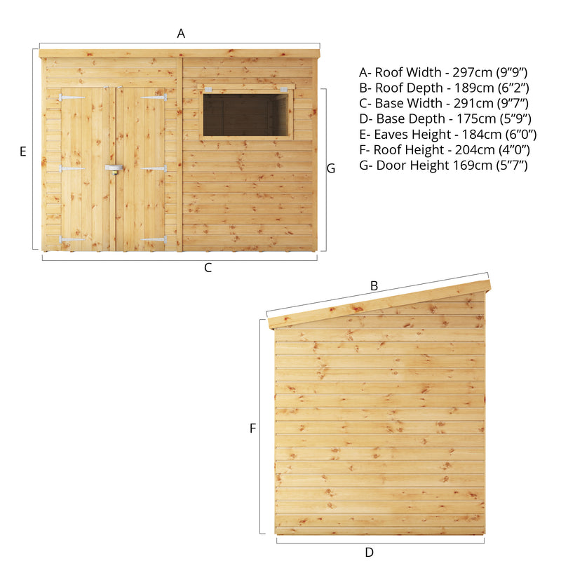 Mercia Premium Shiplap Pent Shed (10x6) (SI-001-004-0128 - EAN 5029442006185)