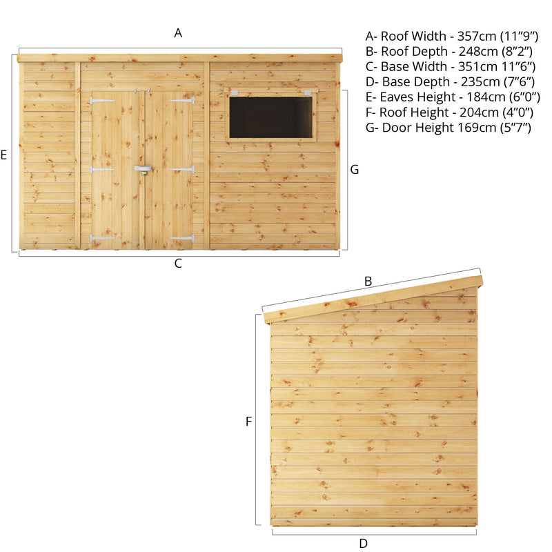 Mercia Premium Shiplap Pent (12x8) (SI-001-004-0132 - EAN 5029442006215)